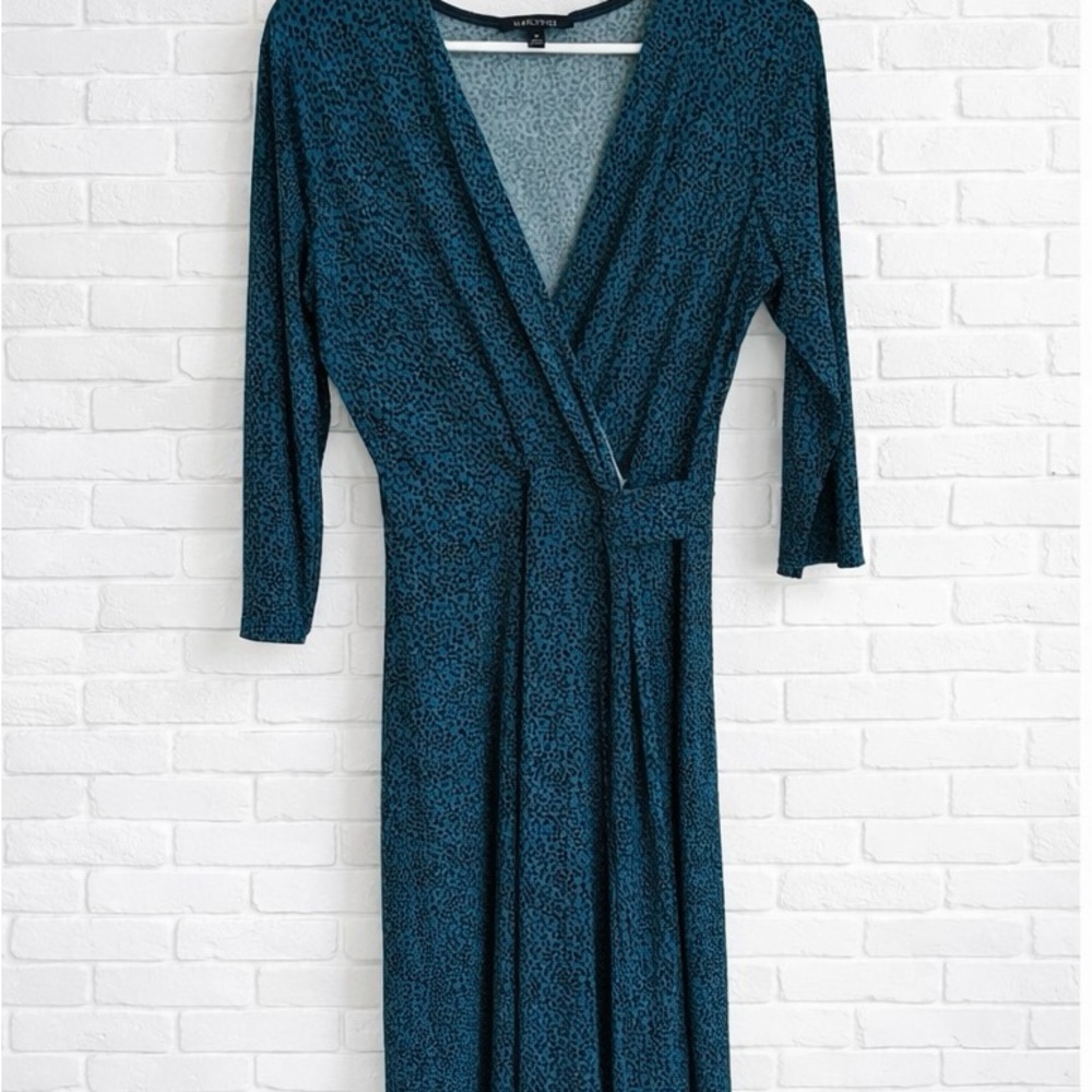 Chic Teal Wrap Midi Dress